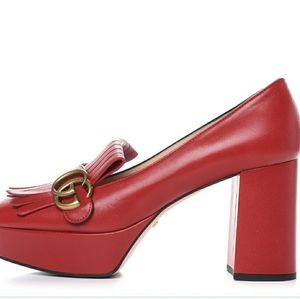 NEW Gucci Marmont Fringe Platform Heels 37.5
